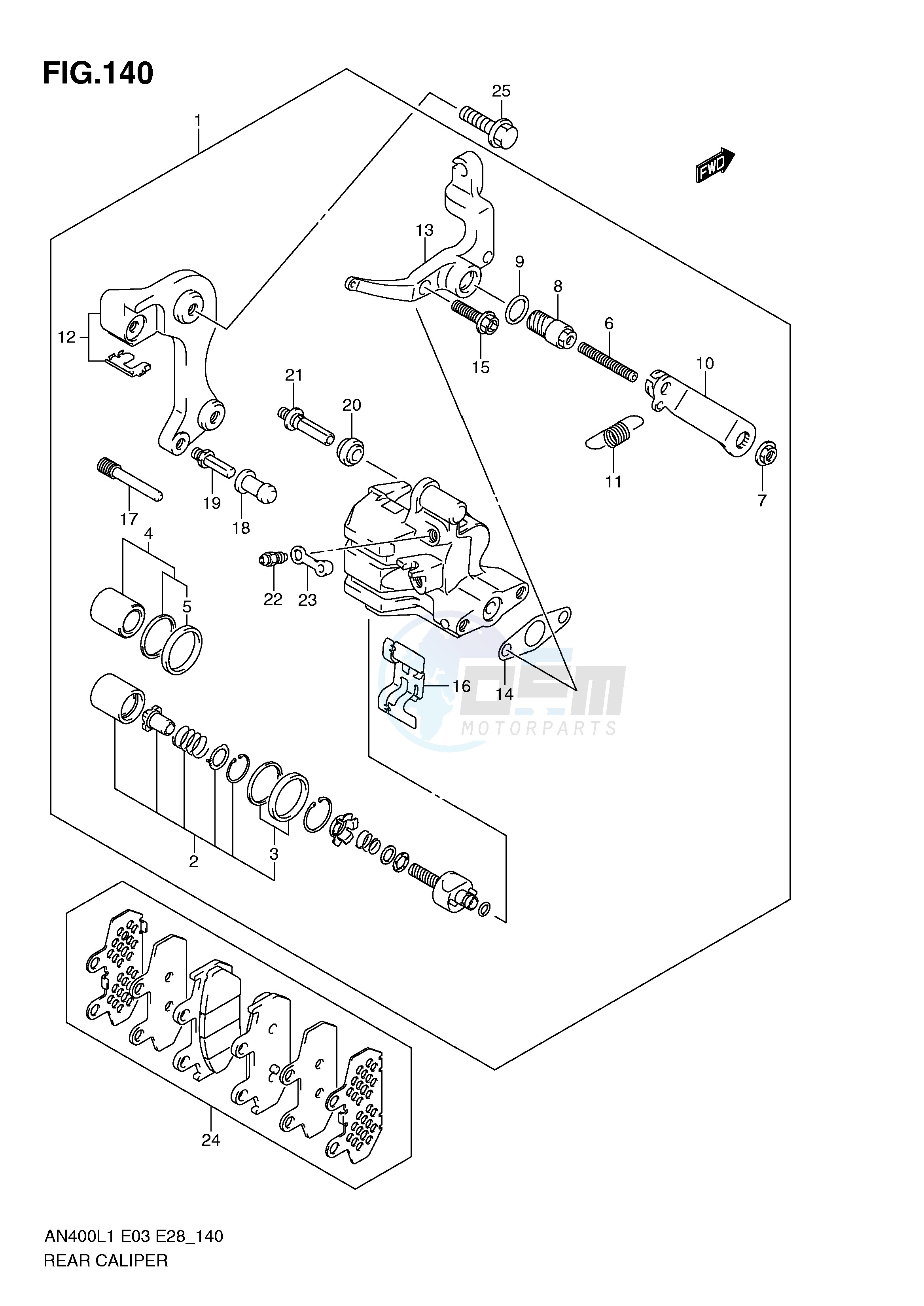 REAR CALIPER (AN400L1 E33) blueprint