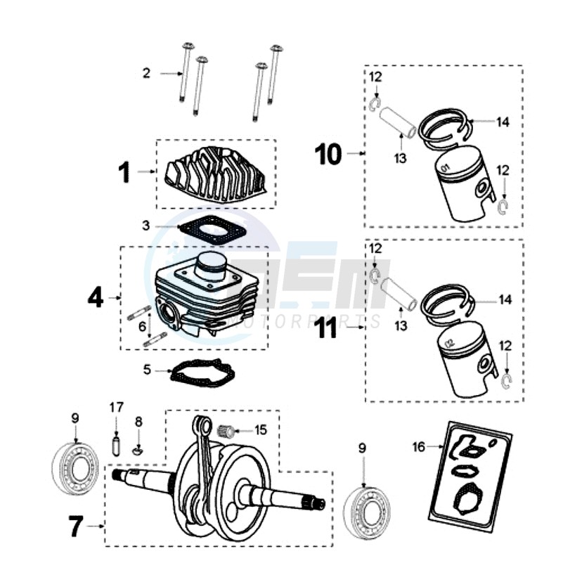 CRANKSHAFT AND CYLINDER blueprint