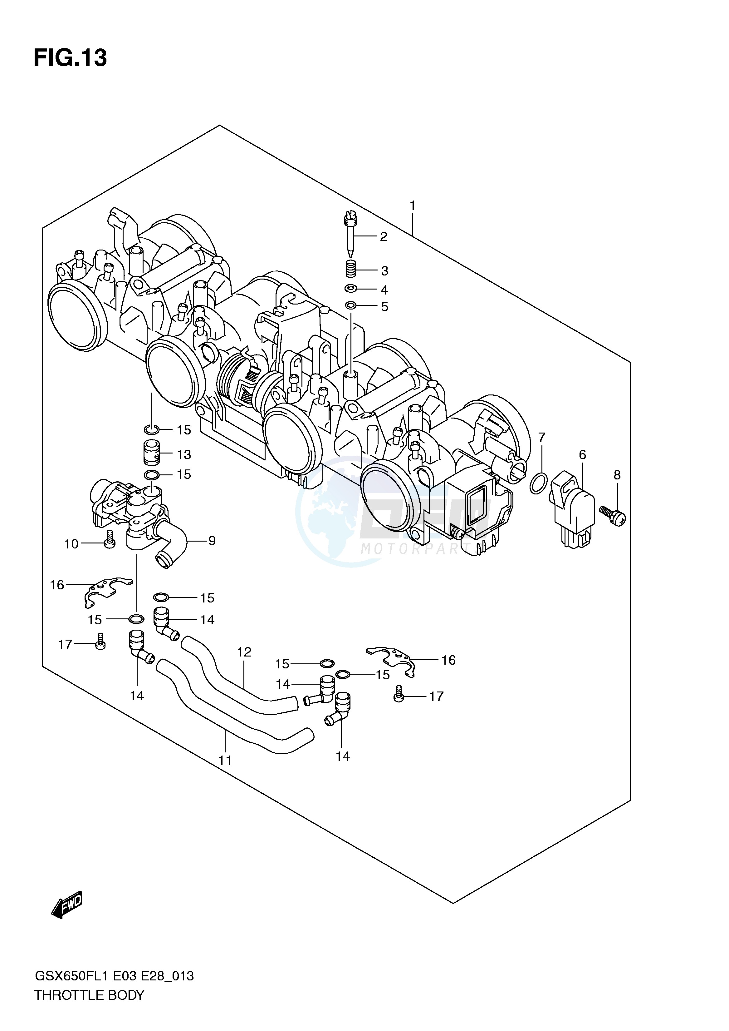 THROTTLE BODY (GSX650FL1 E28) blueprint