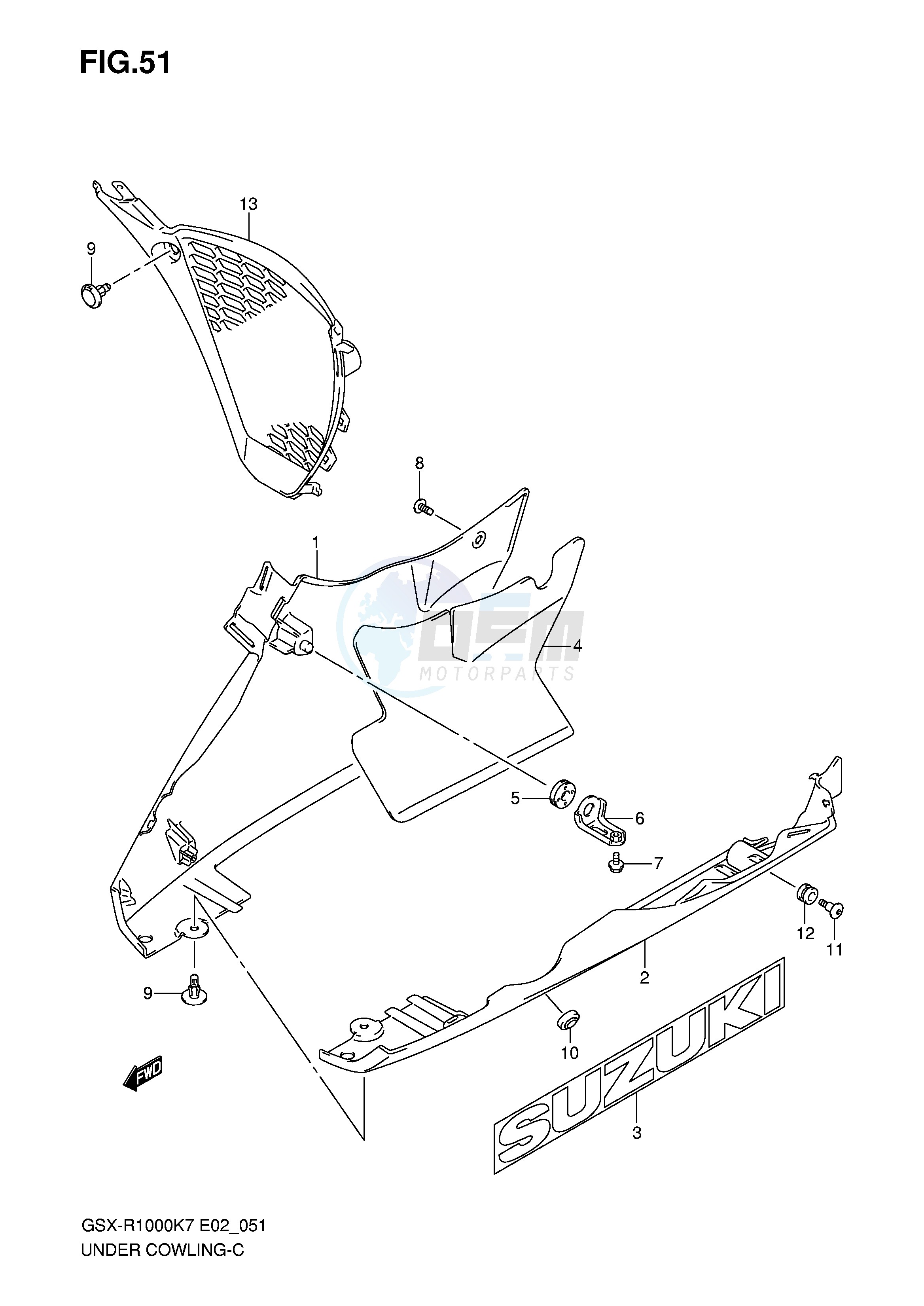 UNDER COWLING (MODEL K7) blueprint