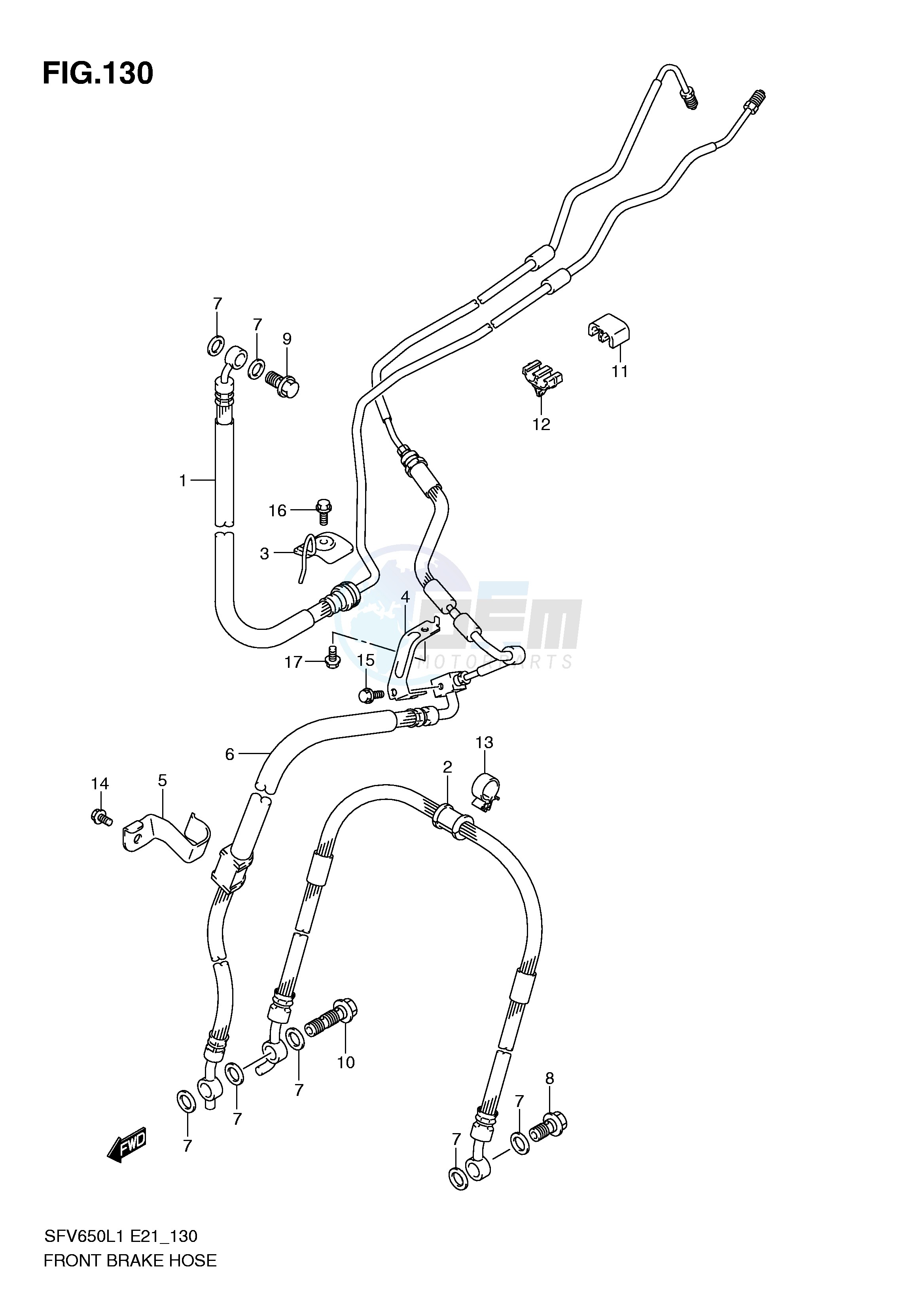 FRONT BRAKE HOSE (SFV650UAL1 E21) image