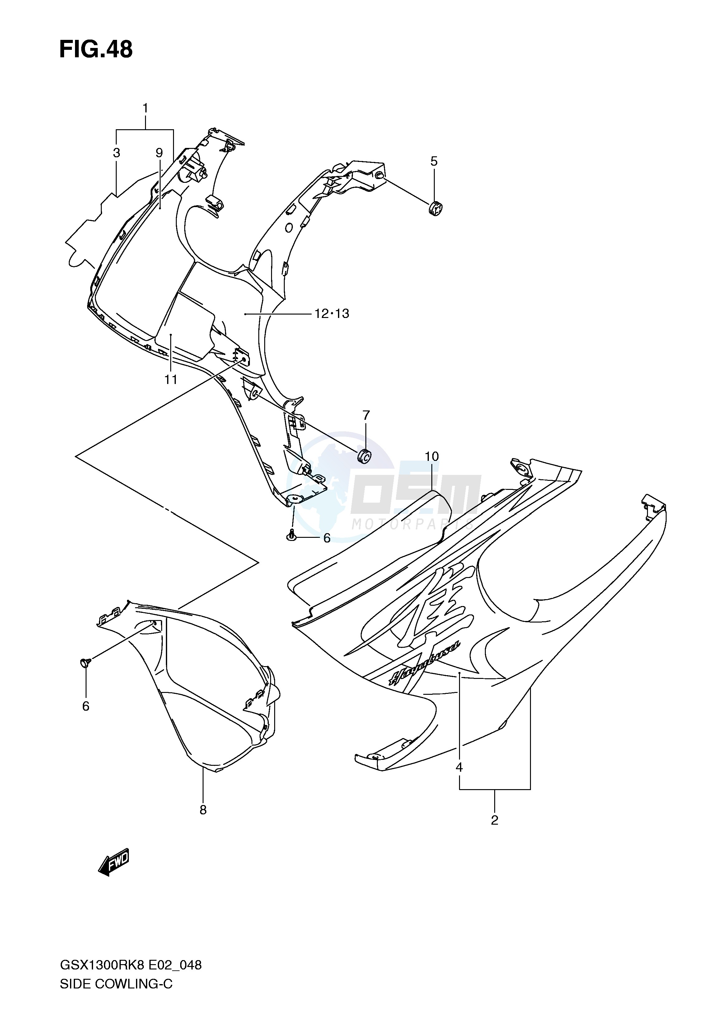 SIDE COWLING (MODEL K8) blueprint