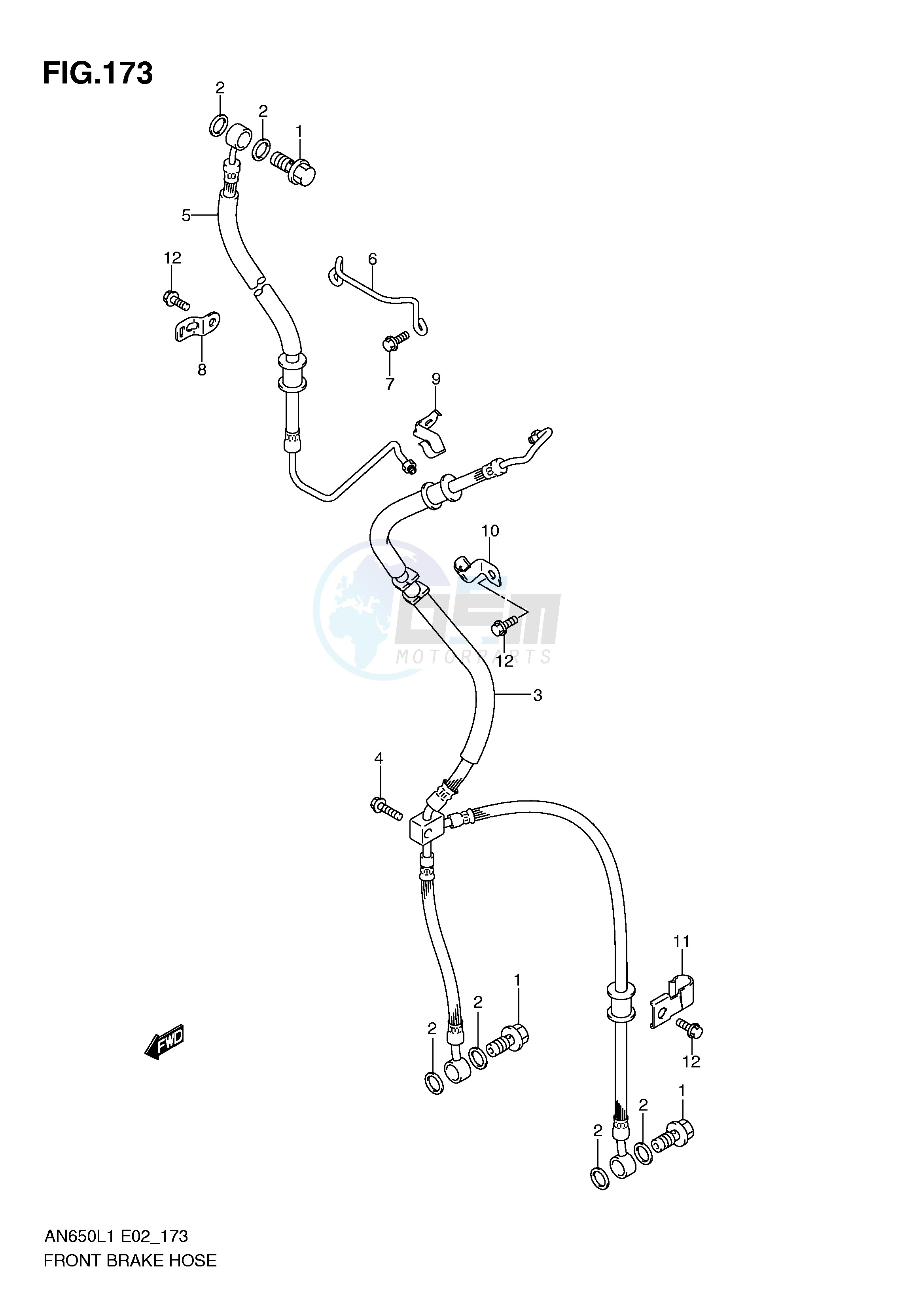 FRONT BRAKE HOSE (AN650AL1 E19) image