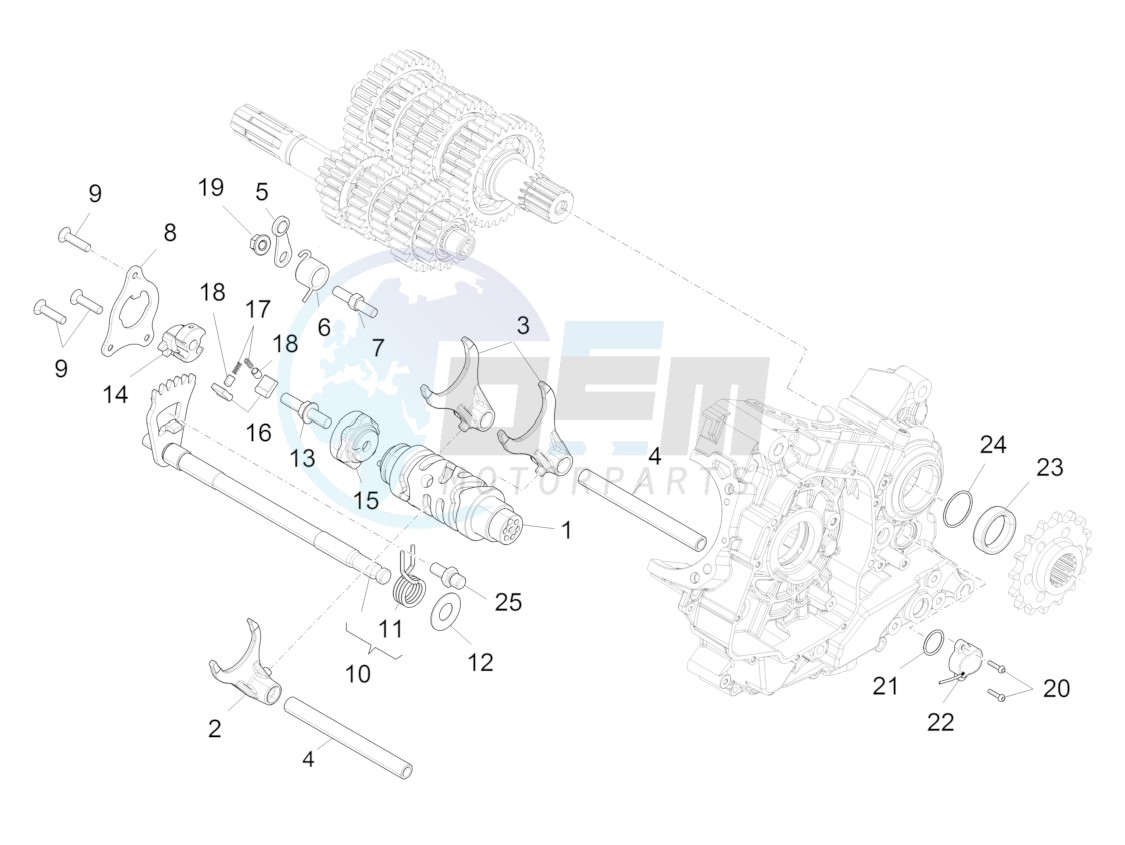 Gear box / Selector / Shift cam blueprint