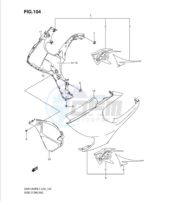 SIDE COWLING (GSX1300RUFL1 E19) blueprint