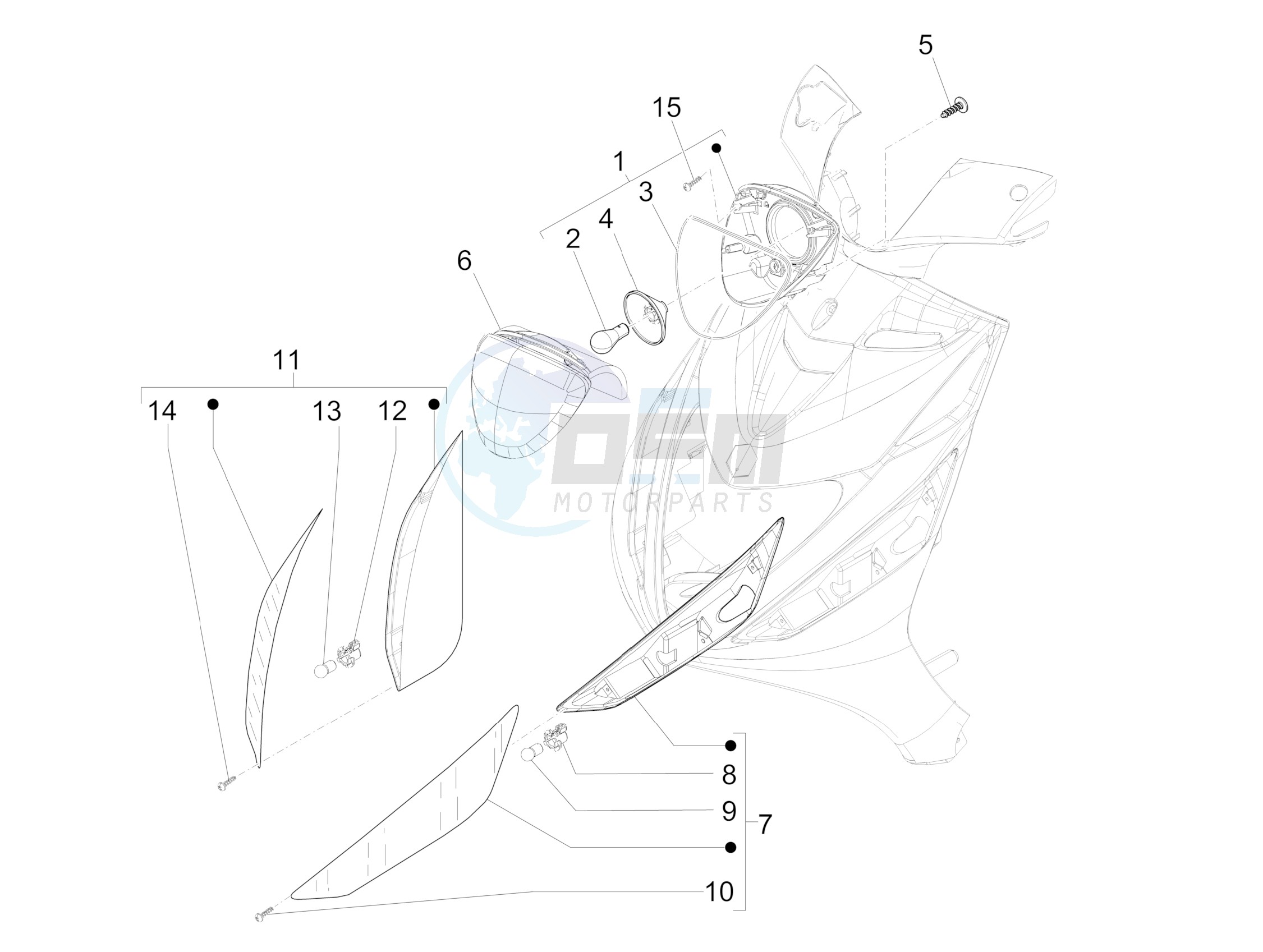 Front headlamps - Turn signal lamps blueprint