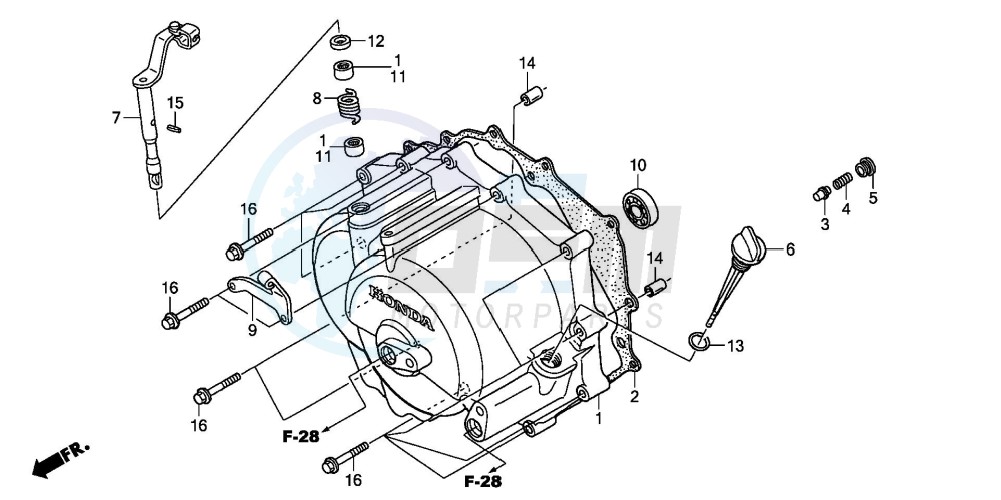 FRONT CRANKCASE COVER (TRX250EX6/7/8) blueprint