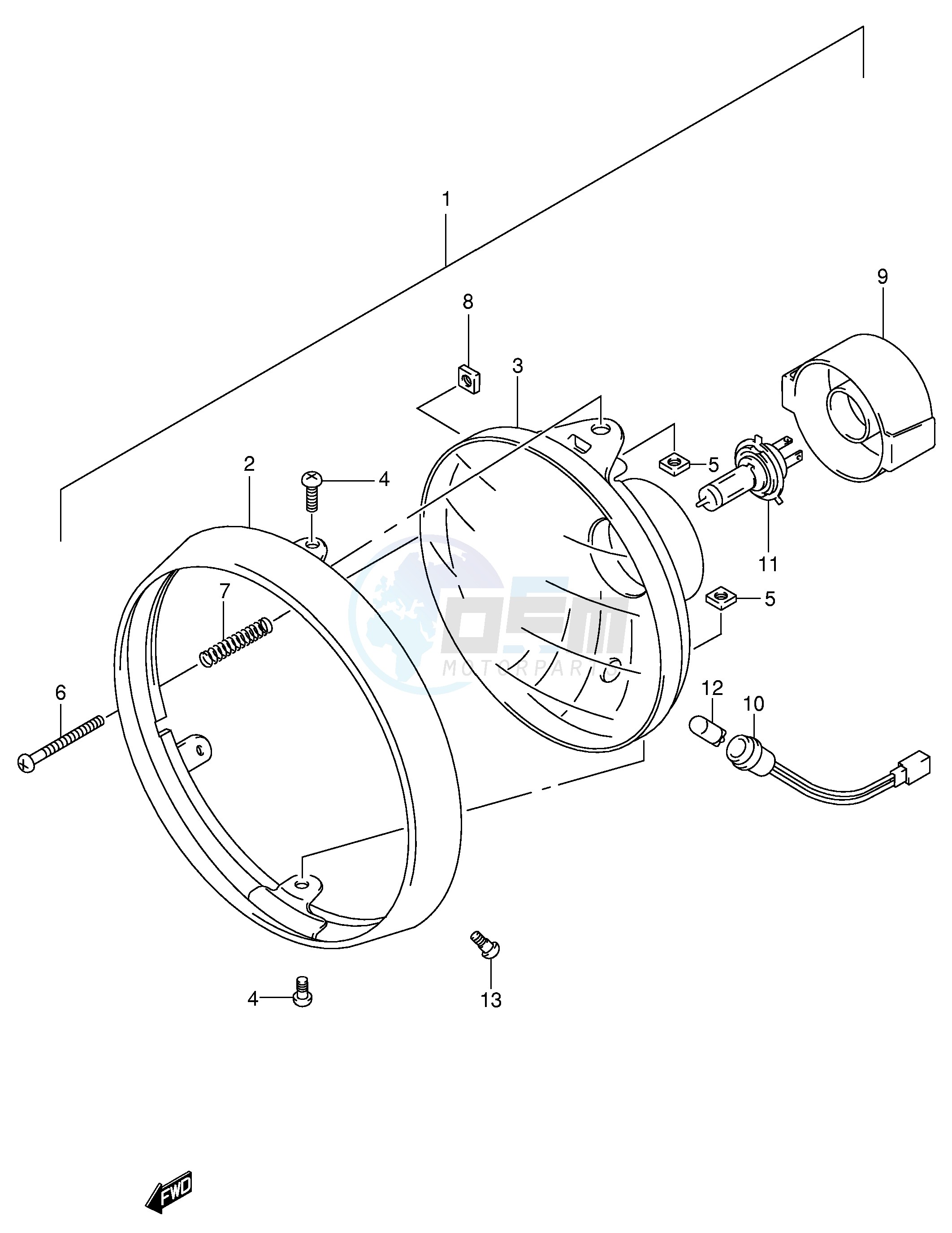 HEADLAMP (SV650X UX Y UY K1 UK1 K2 UK2) image