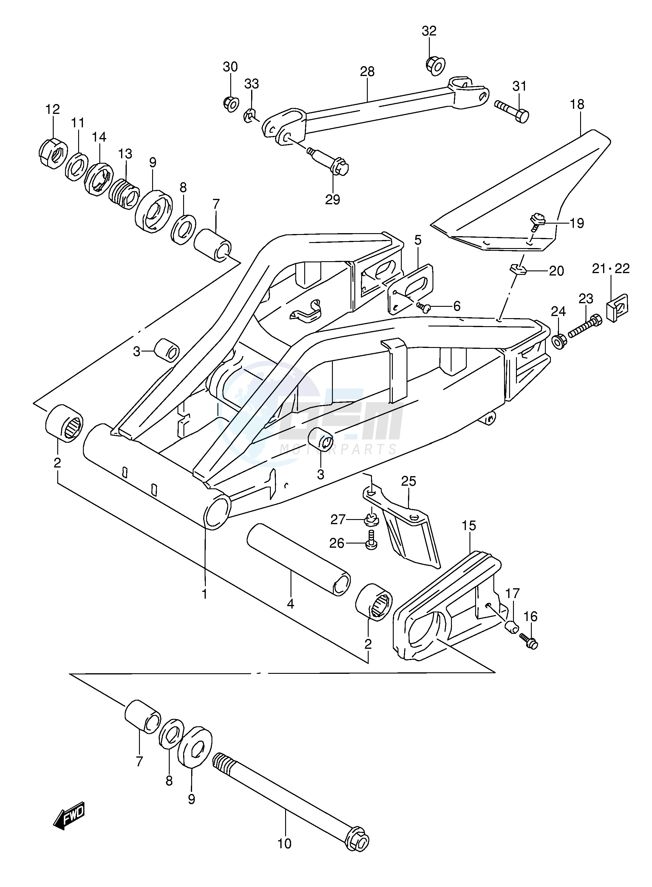 REAR SWINGING ARM (MODEL S T V W) blueprint