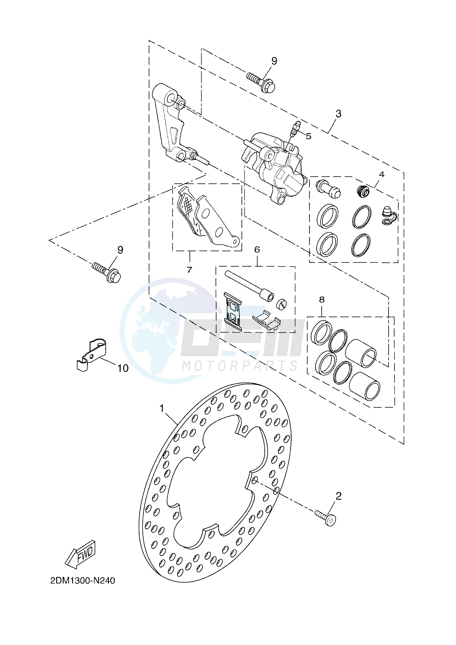 FRONT BRAKE CALIPER blueprint