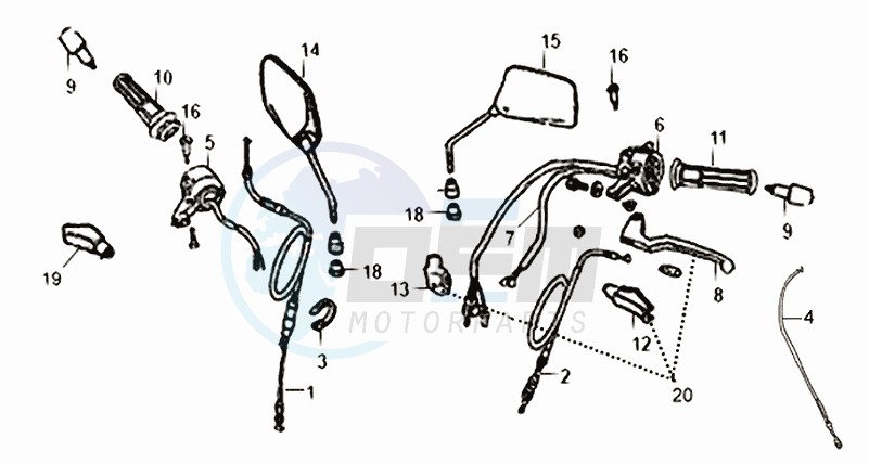 MIRRORS L /R / THROTTLE CABLE / BRAKE LEVERS image