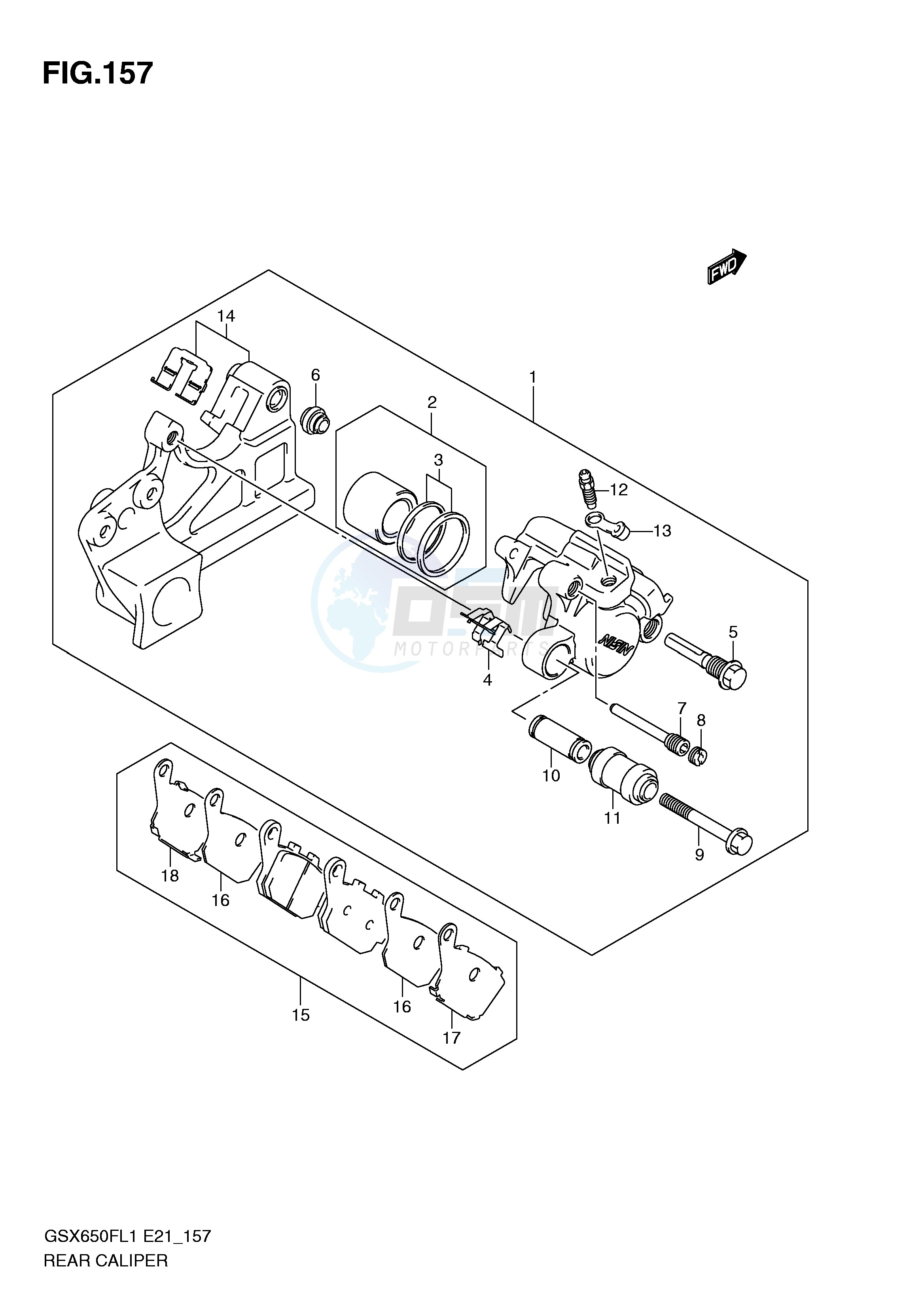 REAR CALIPER (GSX650FUAL1 E21) blueprint