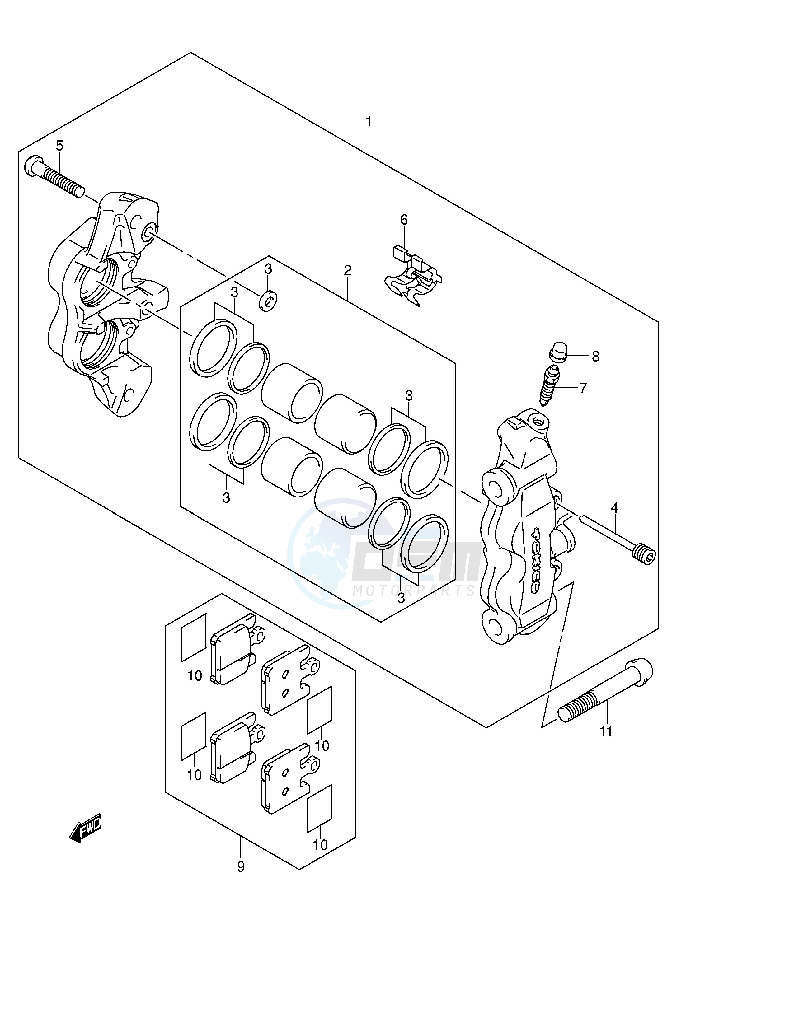 FRONT CALIPER (MODEL K3) blueprint