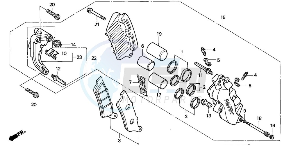 FRONT BRAKE CALIPER blueprint