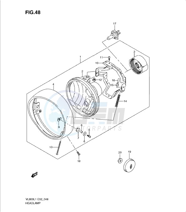HEADLAMP ASSY (VL800L1 E24) blueprint