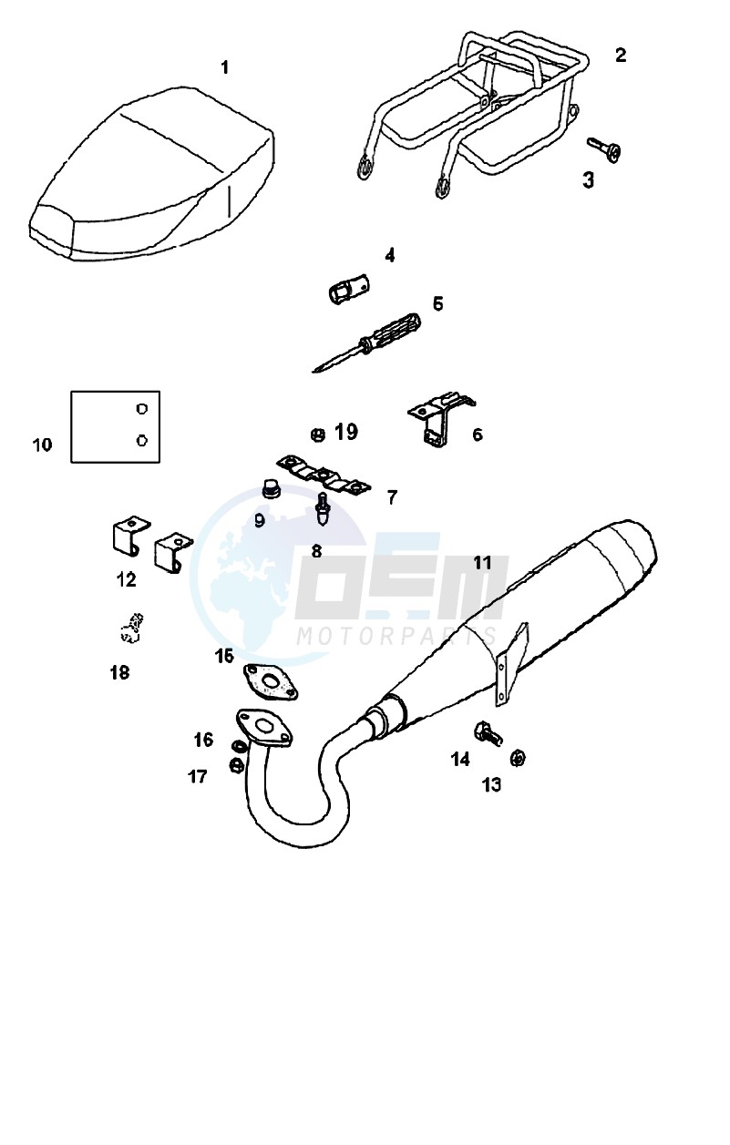 Seat-luggage carrier-exhaust blueprint