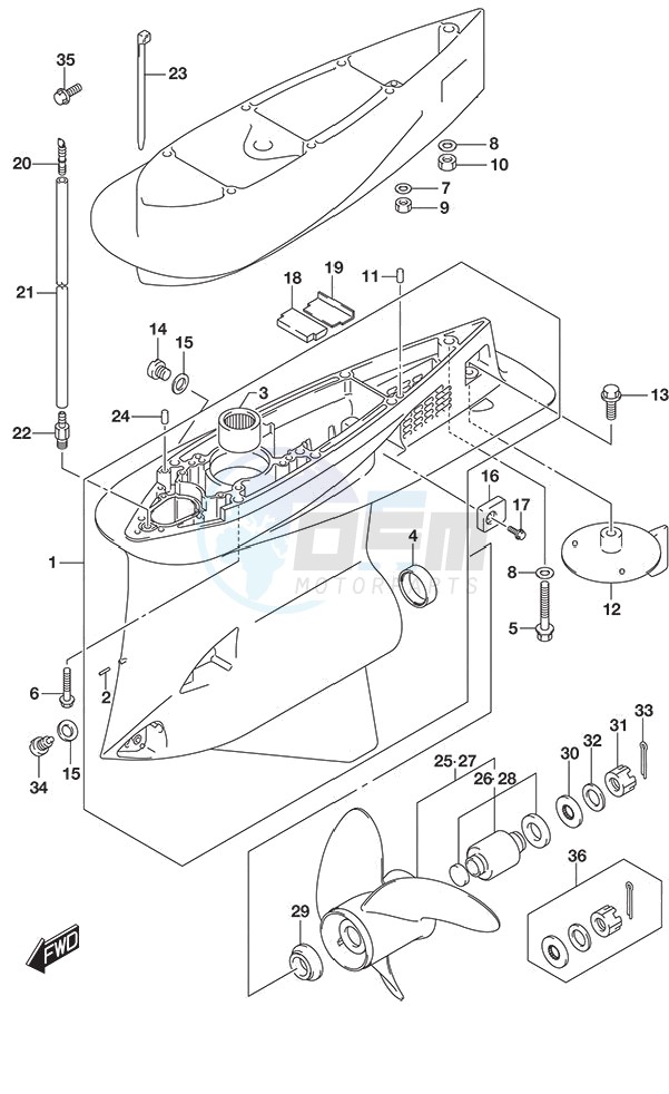 Gear Case S/N 610592 to 61XXXX blueprint