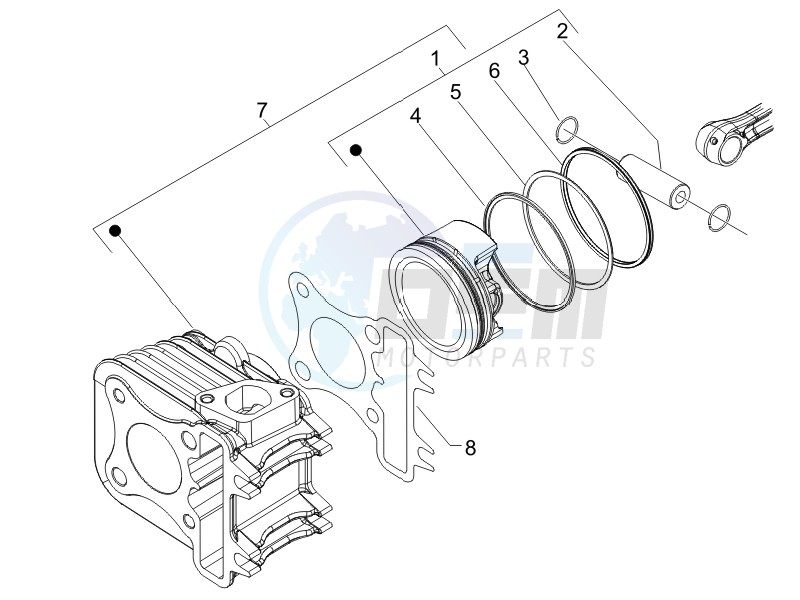 Cylinder-piston-wrist pin unit image