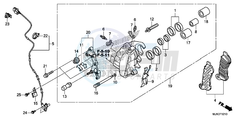 FRONT BRAKE CALIPER (VT750CS/ C2S) blueprint