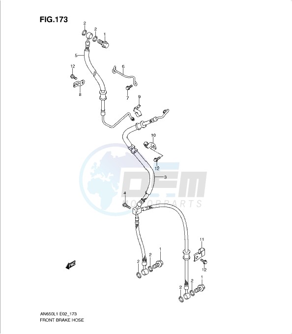 FRONT BRAKE HOSE (AN650AL1 E19) image