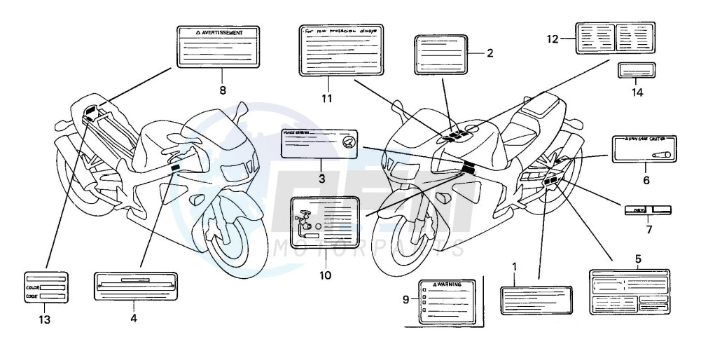 CAUTION LABEL (VTR1000SP2 /3/4/5/6) blueprint