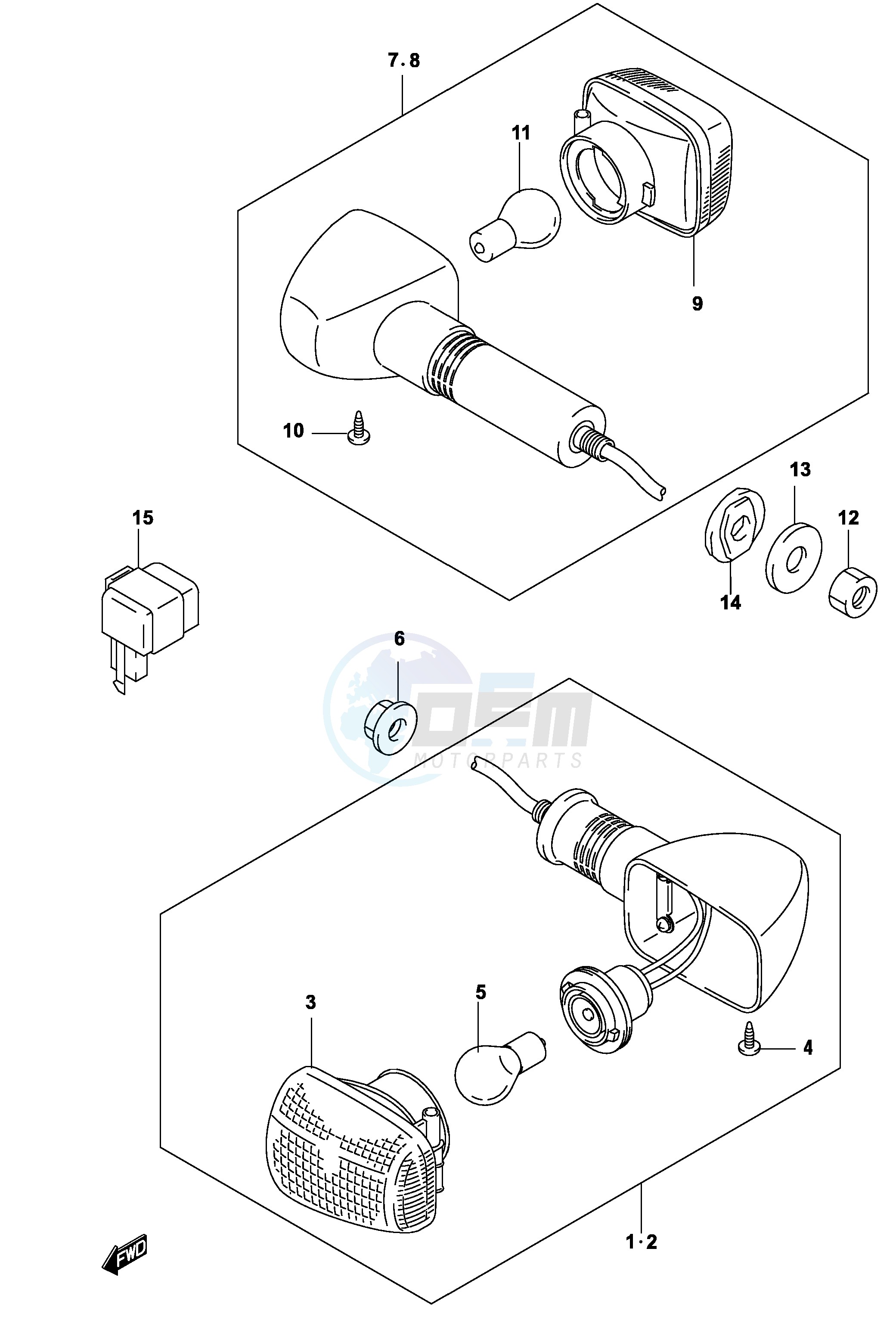 TURNSIGNAL LAMP (GS500K4 UK4) blueprint