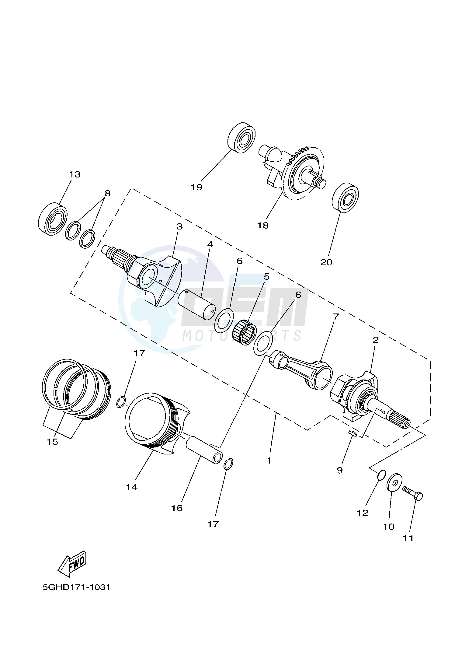 CRANKSHAFT & PISTON blueprint