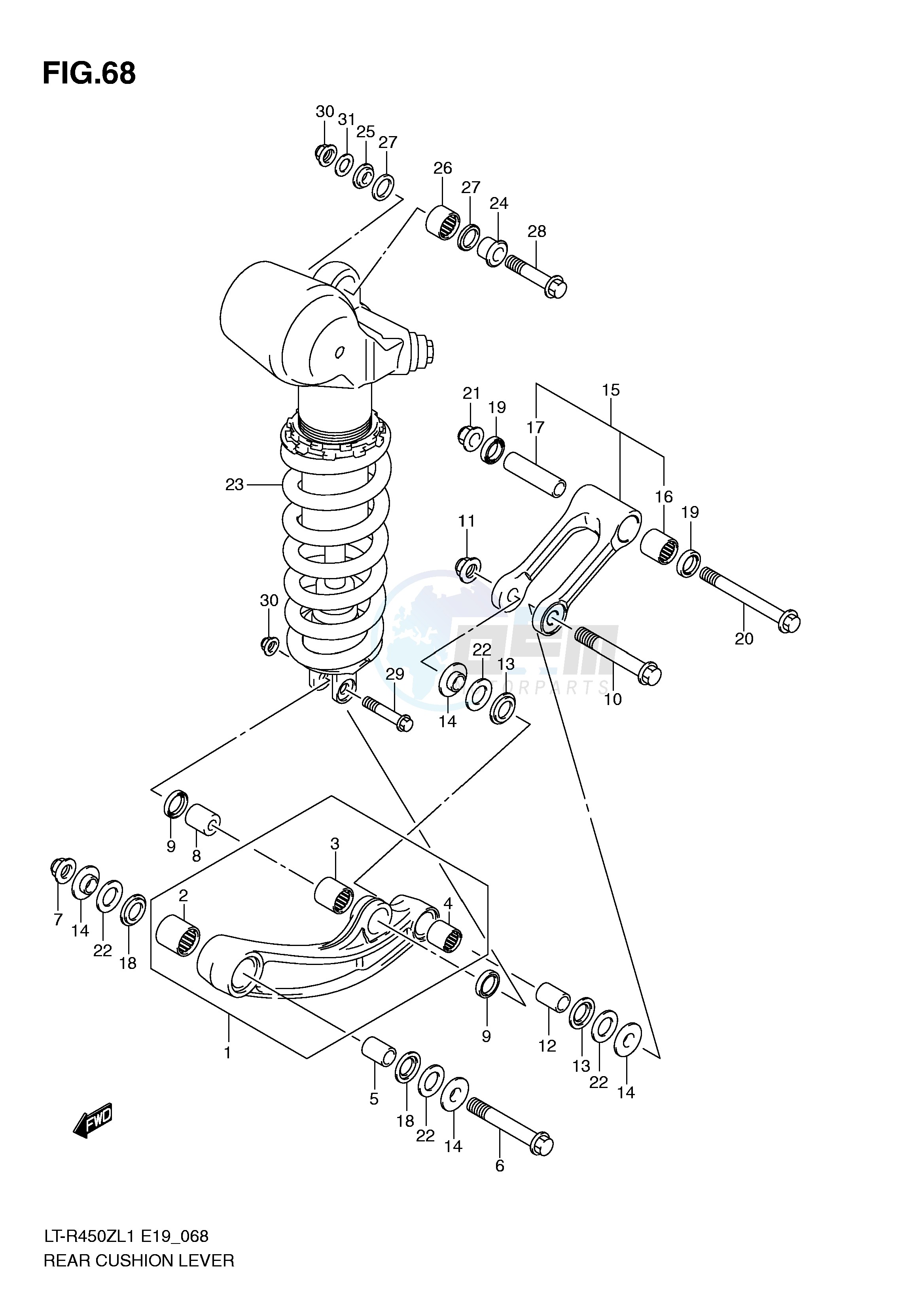 REAR CUSHION LEVER (LT-R450ZL1 E19) blueprint