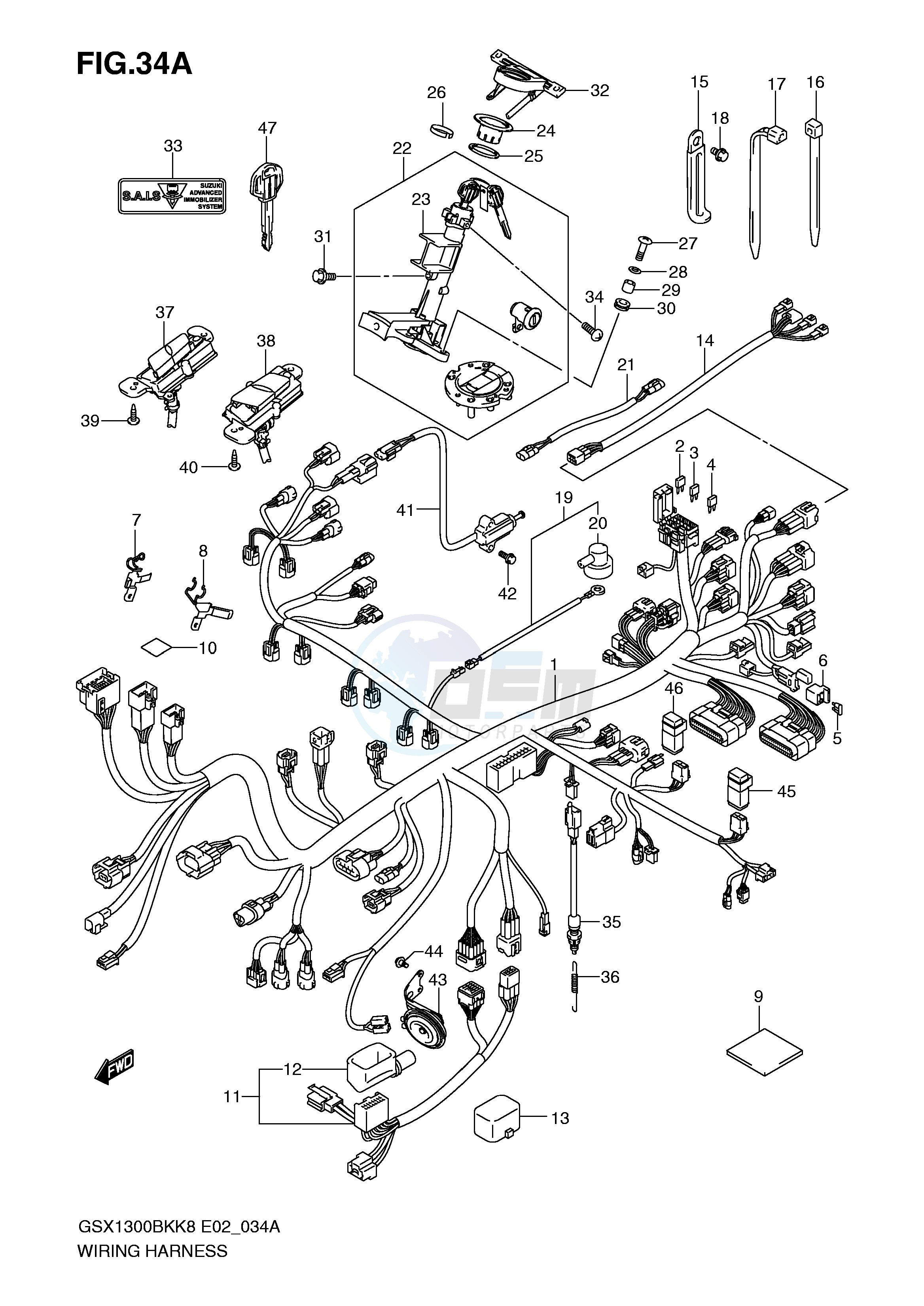 WIRING HARNESS (GSX1300BKA AU2 AUF) image