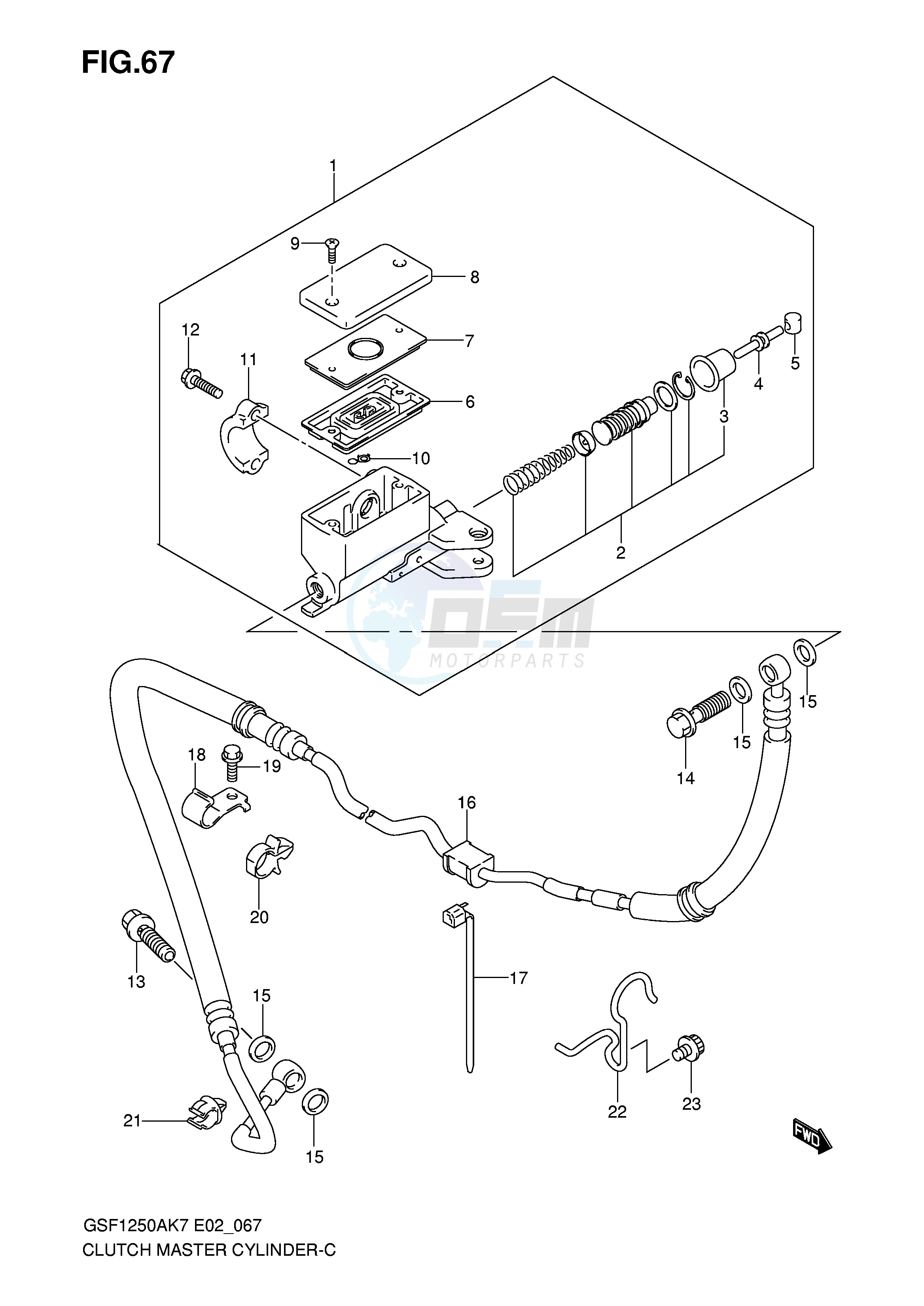 CLUTCH MASTER CYLINDER (SEE NOTE) blueprint