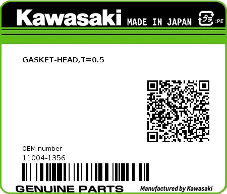 Product image: Kawasaki - 11004-1356 - GASKET-HEAD,T=0.5  0