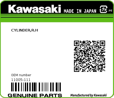 Product image: Kawasaki - 11005-111 - CYLINDER,R.H  0