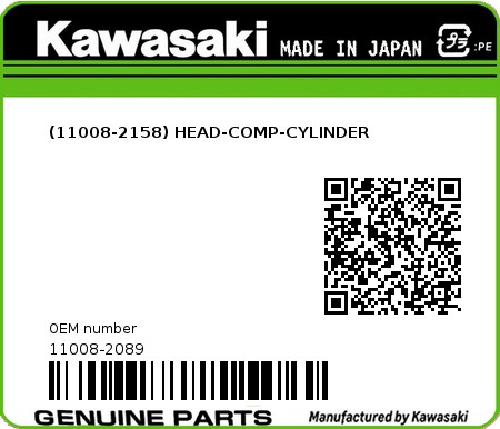 Product image: Kawasaki - 11008-2089 - (11008-2158) HEAD-COMP-CYLINDER  0