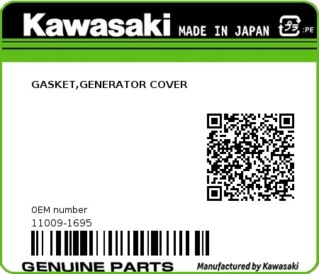 Product image: Kawasaki - 11009-1695 - GASKET,GENERATOR COVER  0