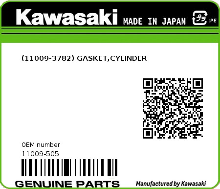Product image: Kawasaki - 11009-505 - (11009-3782) GASKET,CYLINDER  0