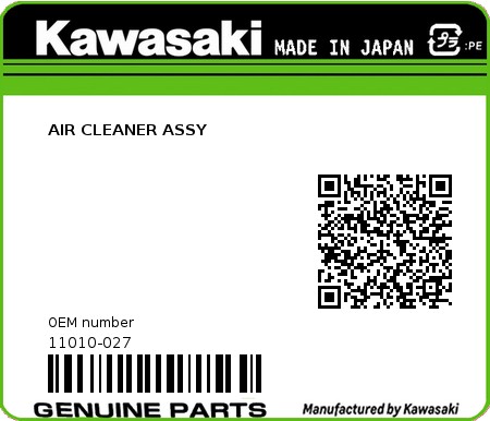 Product image: Kawasaki - 11010-027 - AIR CLEANER ASSY  0