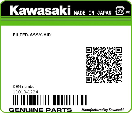 Product image: Kawasaki - 11010-1224 - FILTER-ASSY-AIR  0