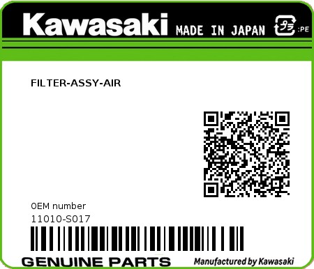 Product image: Kawasaki - 11010-S017 - FILTER-ASSY-AIR  0
