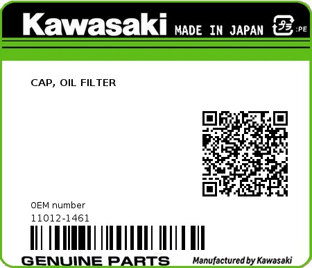Product image: Kawasaki - 11012-1461 - CAP, OIL FILTER  0