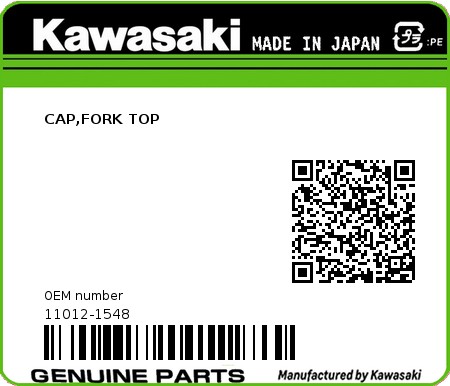 Product image: Kawasaki - 11012-1548 - CAP,FORK TOP  0