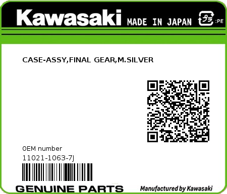 Product image: Kawasaki - 11021-1063-7J - CASE-ASSY,FINAL GEAR,M.SILVER  0