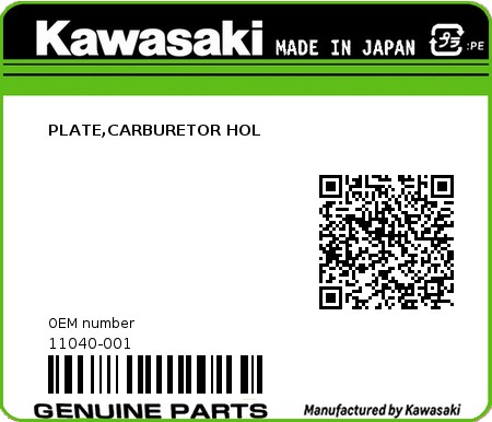 Product image: Kawasaki - 11040-001 - PLATE,CARBURETOR HOL  0