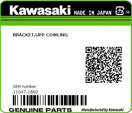 Product image: Kawasaki - 11047-1860 - BRACKET,UPP COWLING  0