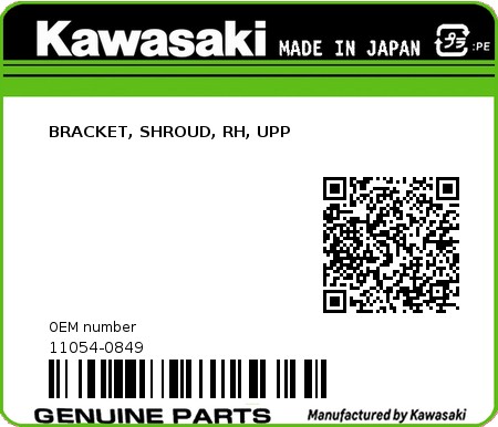 Product image: Kawasaki - 11054-0849 - BRACKET, SHROUD, RH, UPP  0