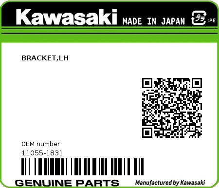 Product image: Kawasaki - 11055-1831 - BRACKET,LH  0