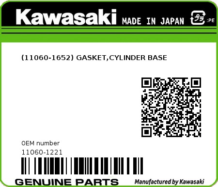 Product image: Kawasaki - 11060-1221 - (11060-1652) GASKET,CYLINDER BASE  0