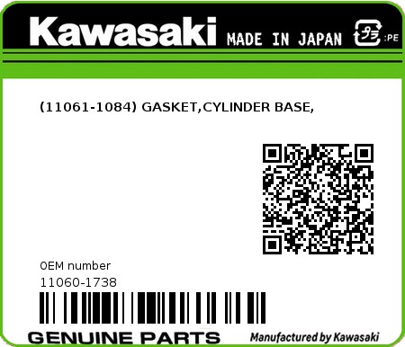 Product image: Kawasaki - 11060-1738 - (11061-1084) GASKET,CYLINDER BASE,  0