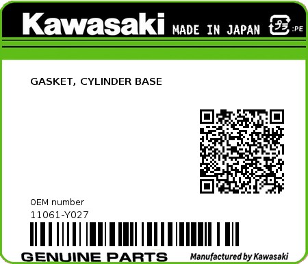 Product image: Kawasaki - 11061-Y027 - GASKET, CYLINDER BASE  0