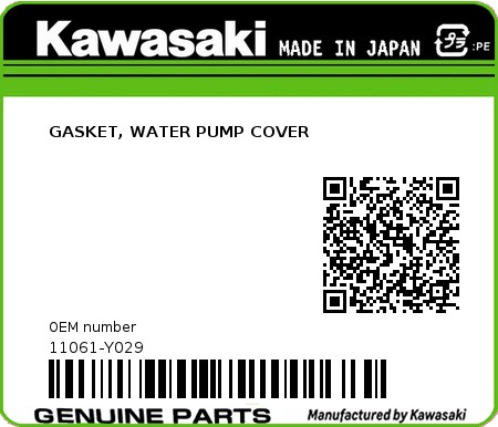 Product image: Kawasaki - 11061-Y029 - GASKET, WATER PUMP COVER  0