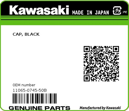 Product image: Kawasaki - 11065-0745-50B - CAP, BLACK  0